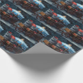 Oriental Blue Cat Snowy Sleigh Weihnachtsdekor Geschenkpapier (Ecke)