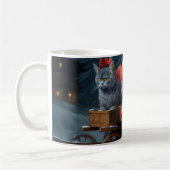 Oriental Blue Cat Snowy Sleigh Weihnachtsdekor Kaffeetasse (Links)