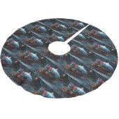 Oriental Blue Cat Snowy Sleigh Weihnachtsdekor Polyester Weihnachtsbaumdecke (Schrägansicht)