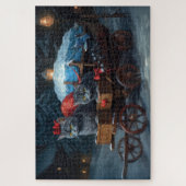 Oriental Blue Cat Snowy Sleigh Weihnachtsdekor Puzzle (Vertikal)