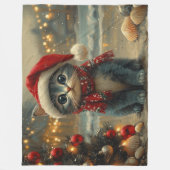 Oriental Blue Cat Weihnachtsstrand Vintag Fleecedecke (Vorderseite)