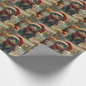 Oriental Blue Cat Weihnachtsstrand Vintag Geschenkpapier (Ecke)
