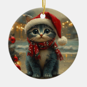 Oriental Blue Cat Weihnachtsstrand Vintag Keramik Ornament