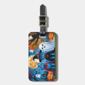 Oriental Blue Cats Pumpkin Halloween Funny Gepäckanhänger (Vorderseite vertikal)