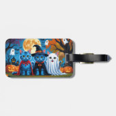 Oriental Blue Cats Pumpkin Halloween Funny Gepäckanhänger (Rückseite horizontal)