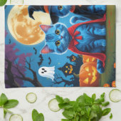 Oriental Blue Cats Pumpkin Halloween Funny Geschirrtuch (Gefaltet)