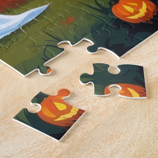 Oriental Blue Cats Pumpkin Halloween Funny Puzzle (Seite)