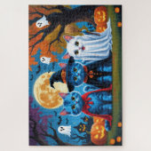 Oriental Blue Cats Pumpkin Halloween Funny Puzzle (Vertikal)