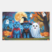 Oriental Blue Cats Pumpkin Halloween Funny Rechteckiger Aufkleber (Vorderseite)