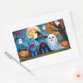 Oriental Blue Cats Pumpkin Halloween Funny Rechteckiger Aufkleber (Umschlag)