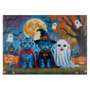 Oriental Blue Cats Pumpkin Halloween Funny Schneidebrett