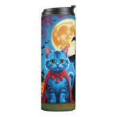 Oriental Blue Cats Pumpkin Halloween Funny Thermosbecher (Nach links gedreht)