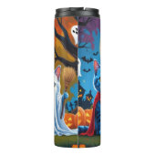 Oriental Blue Cats Pumpkin Halloween Funny Thermosbecher (Rückseite)