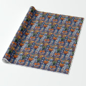 Oriental Blue Cats Trick-or-Treating Halloween Geschenkpapier (Ungerollt)
