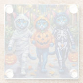 Oriental Blue Cats Trick-or-Treating Halloween Glasuntersetzer (Rückseite)