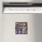 Oriental Blue Cats Trick-or-Treating Halloween Magnet (In Situ (Geschirrspüler))