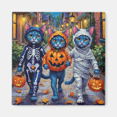 Oriental Blue Cats Trick-or-Treating Halloween Magnet (Vorne)