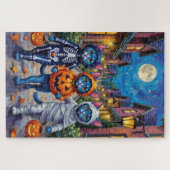 Oriental Blue Cats Trick-or-Treating Halloween Puzzle (Horizontal)