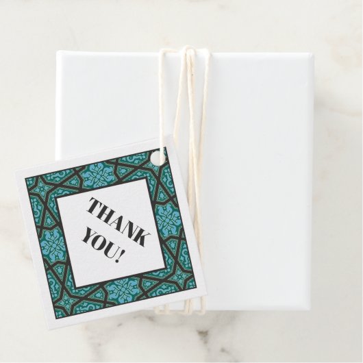 Oriental Blue Gray Arab Egypt Geometric Muster Geschenkanhänger (Beispiel)