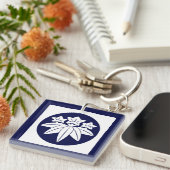 Oriental Blue Kamakura Minamoto Japan Mon Art Schlüsselanhänger (Vorderseite rechts)