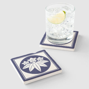 Oriental Blue Kamakura Minamoto Japan Mon Art Steinuntersetzer