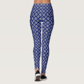 Oriental Blue Katazome Blume Muster Leggings (Rückseite)