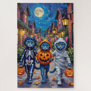 Oriental Blue Katzen beim Trick-or-Treat an Hallow Puzzle