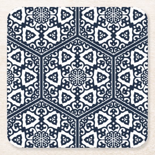 Oriental Blue Ottoman Türkisches Tracera Orientali Rechteckiger Pappuntersetzer (Vorderseite)