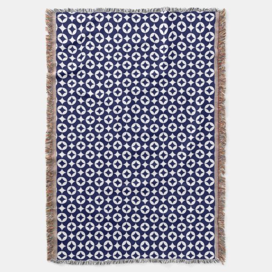 Oriental Blue Overlapping Circles Shippo Geometric Decke (Vorderseite Vertikal)