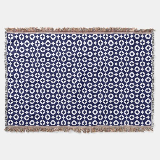 Oriental Blue Overlapping Circles Shippo Geometric Decke (Vorderseite)