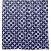 Oriental Blue Overlapping Circles Shippo Geometric Duschvorhang (Vorderseite)