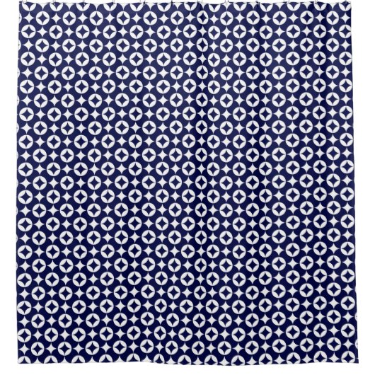 Oriental Blue Overlapping Circles Shippo Geometric Duschvorhang (Vorderseite)