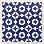 Oriental Blue Overlapping Circles Shippo Geometric Glasuntersetzer (Vorderseite)