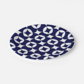 Oriental Blue Overlapping Circles Shippo Geometric Pappteller (Schrägansicht)