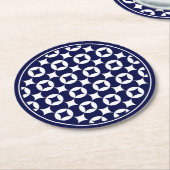 Oriental Blue Overlapping Circles Shippo Geometric Runder Pappuntersetzer (Angewinkelt)