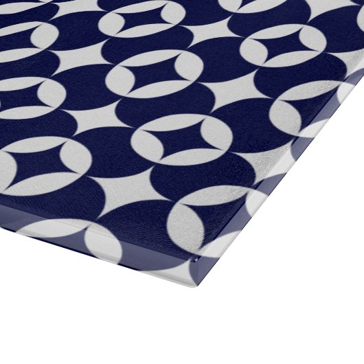 Oriental Blue Overlapping Circles Shippo Geometric Schneidebrett (Ecke)