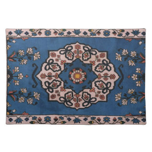 Oriental Blue Persian Türkisches Teppichmuster Stofftischset