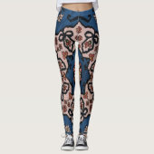 Oriental Blue Türkisches Persisches Muster Leggings (Vorderseite)