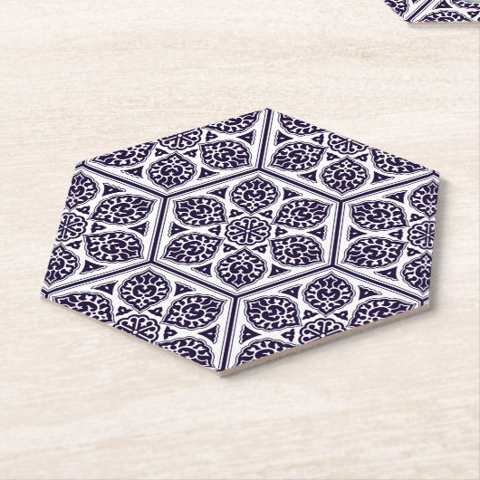 Oriental Blue Turkish Rosette Geometric Vector Art Untersetzer (angewinkelt)