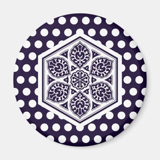 Oriental Blue Turkish Rosette Geometrische Kunst Magnet (Vorne)