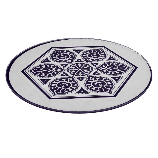 Oriental Blue Turkish Rosette Geometrische Kunst Schneidebrett (Ecke)