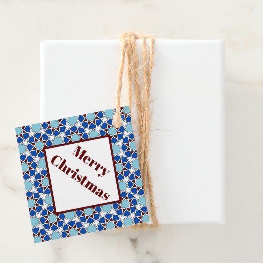 Oriental Blue White marokkanische Geometrie Muster Geschenkanhänger (Beispiel)