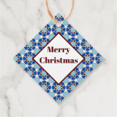 Oriental Blue White marokkanische Geometrie Muster Geschenkanhänger (Rückseite)
