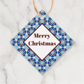 Oriental Blue White marokkanische Geometrie Muster Geschenkanhänger (Vorderseite)