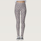 Oriental Blue White marokkanische Geometrie Muster Leggings (Vorderseite)