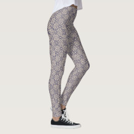 Oriental Blue White marokkanische Geometrie Muster Leggings