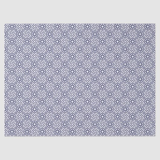 Oriental Blue White marokkanische Geometrie Muster Seidenpapier (Vorderseite)