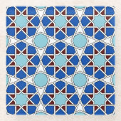 Oriental Blue White marokkanische Geometrie Vector Glasuntersetzer (Vorderseite)