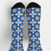 Oriental Blue White Moroccan Geometric Arabesque Socken (Oben)