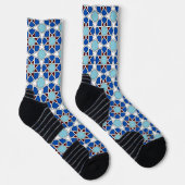 Oriental Blue White Moroccan Geometric Arabesque Socken (Rechts)